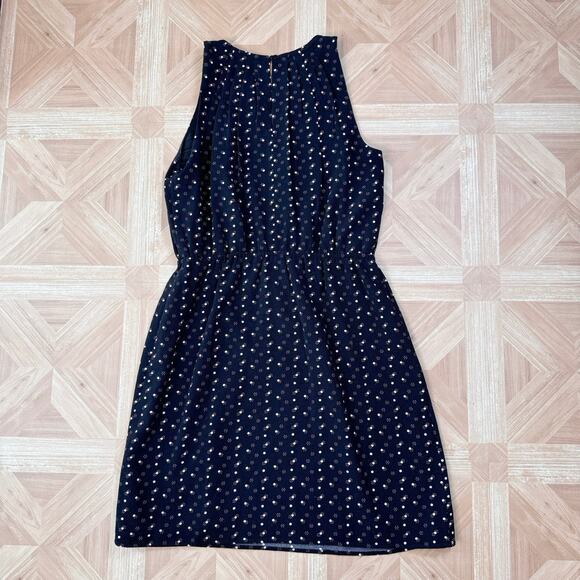 41 Hawthorn Black Pleated Keyhole Sleeveless Mini Dress Womens M Pink/White Dot - Picture 9 of 14